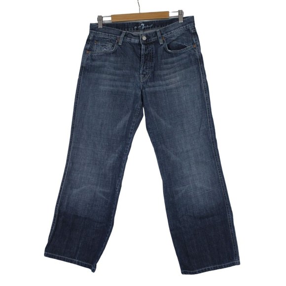 7 For All Mankind men's A-Pocket wide straight leg button‎ fly jeans 33 x 28 - Picture 1 of 13